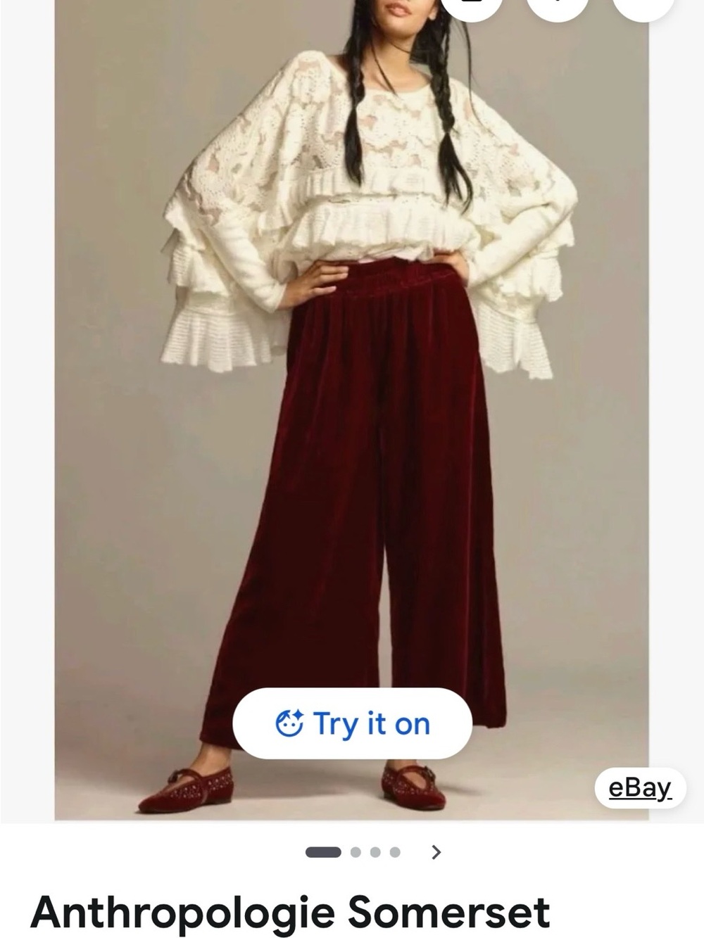 Velvet Wide-Leg Pants in Burgundy